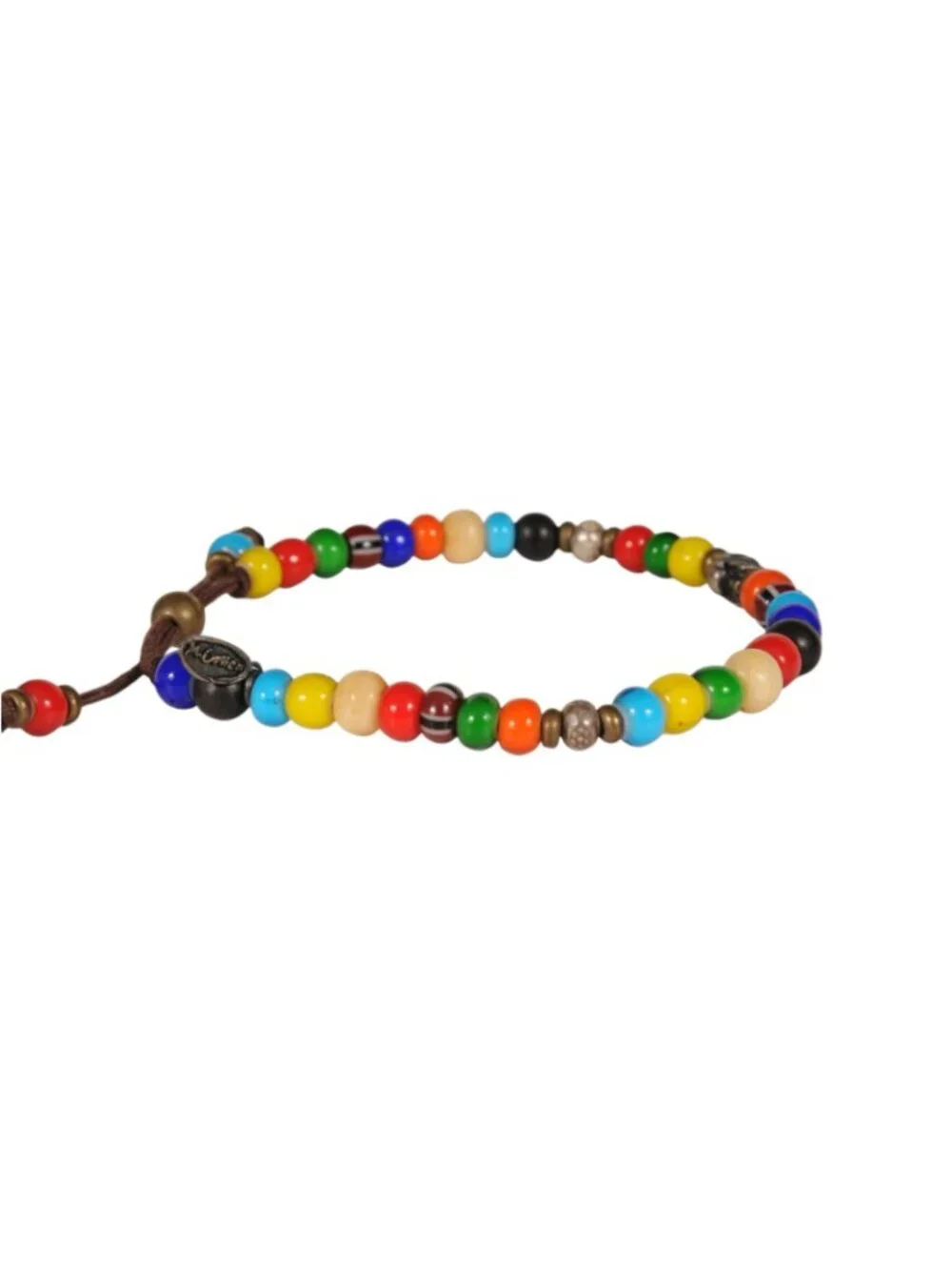M Cohen By Maor Bead Bracelet 925 Silver Skull Multi Color Blue Yellow Rainbow - Picture 2 of 8